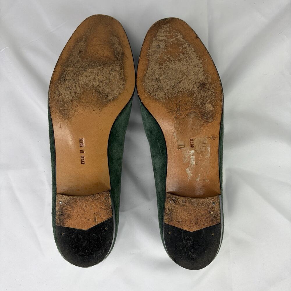 Salvatore Ferragamo Penny Loafers Women’s Green Suede Size 8B Made in Italy - Picture 6 of 9